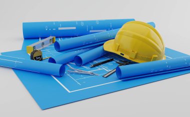 Mimarisi 3D donanımlı planlar üzerine bir model ev.