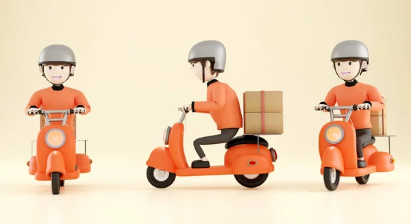 Online logistic motorcycle delivery .3d rendering