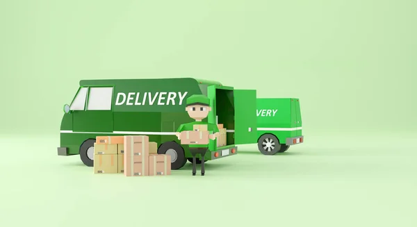 Logistic truck van delivery .3d rendering