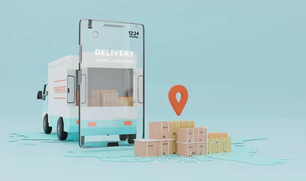 Çevrimiçi Shop Global lojistik kamyon teslimatı akıllı telefon 33d görüntüleme