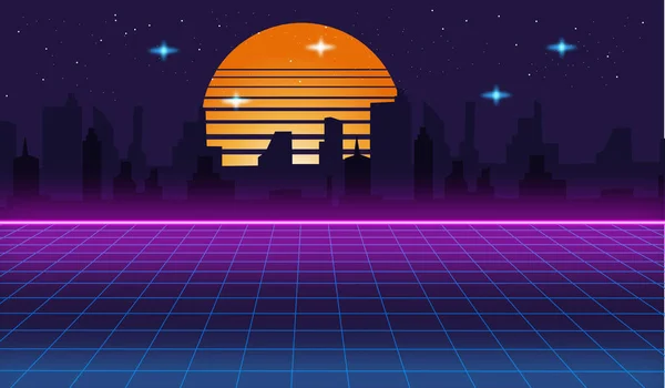 Retro Futuristic Background 1980S Style Rendering — Fotografia de Stock