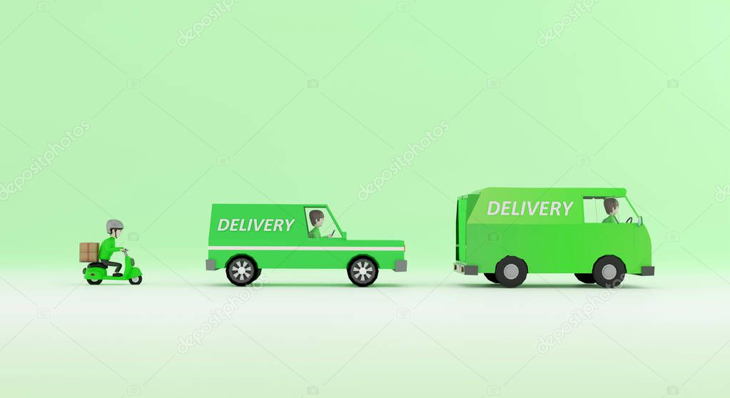 Online delivery service and E-commerce  .3d rendering
