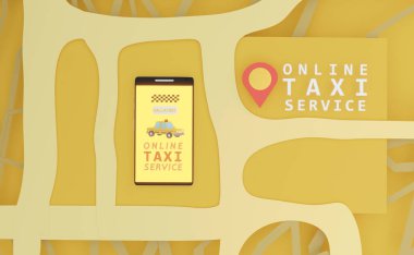 Çevrimiçi taksi siparişi veren akıllı telefon servis uygulaması 33d oluşturma
