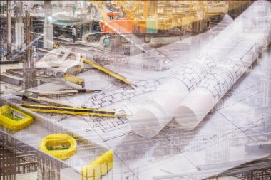 Mimari plan için işyerindeki planlar, bir inşaat projesi çizimi