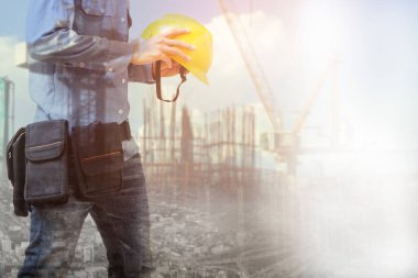 Engineer man working in workplace for architectural plan.