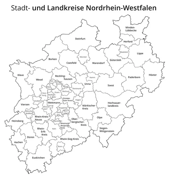 Wizualizacja Dzielnicy Miejskiej Administracyjnej Nadrenii Północnej Westfalii Białe Tło — Wektor stockowy