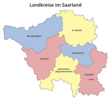 Saarland 'ın idari bölgesini gözünde canlandır. Renkli Arkaplan.