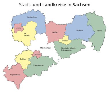 Saksonya 'nın şehir bölgesi ve idari bölgesini gözünde canlandır. Renkli Arkaplan.