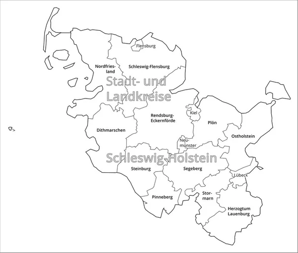 Visualização Distrito Urbano Distrito Administrativo Schleswig Holstein Whie Fundo — Vetor de Stock