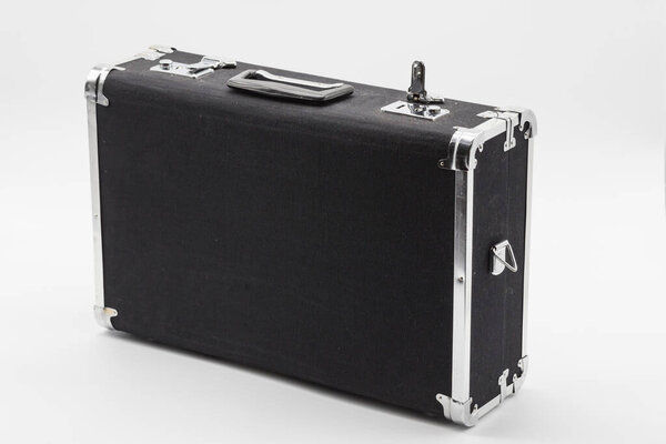 Retro, open black briefcase, open on a white background
