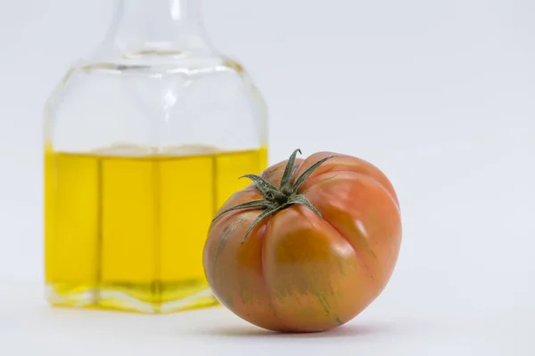 Tomat Dan Minyak Dapat Ditempatkan Pada Latar Belakang Putih Komponen — Stok Foto