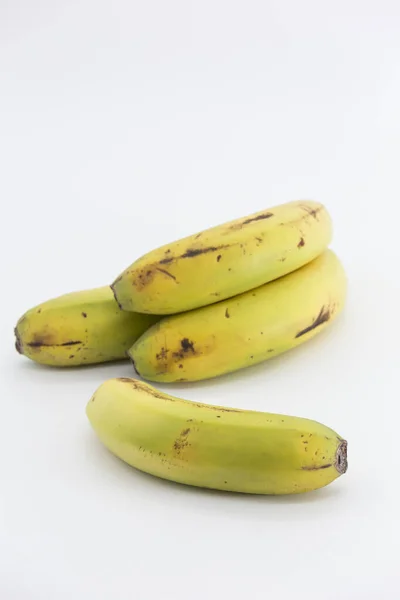 View Several Bananas White Background Canarian Bananas — Zdjęcie stockowe