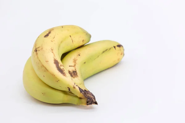 View Several Bananas White Background Canarian Bananas — Zdjęcie stockowe