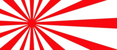 Radyal çizgili dizaynlı kırmızı ve beyaz renkli yıldız patlaması ya da güneş patlaması arkaplan deseni. Japonya tarzı arkaplan tasarımı.