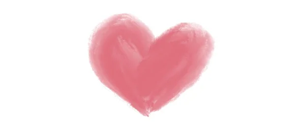 Coração Rosa Centrado Escova Tinta Aquarela Isolado Branco — Fotografia de Stock