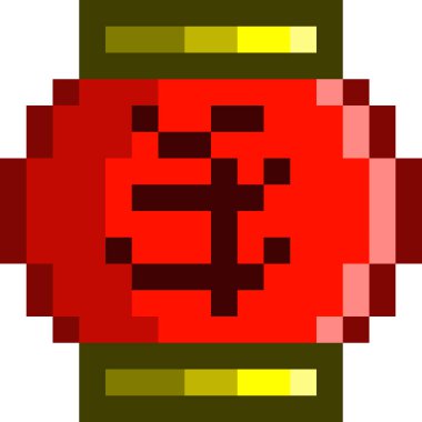 Çin feneri pikseli. Sembollü Asya kırmızı ışığı. Basit vektör çizimi, düzenlenebilir