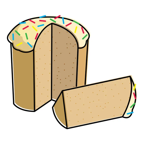 Φέτα Ψωμιού Πάσκα Παραδοσιακό Πασχαλινό Επιδόρπιο Εικόνα Διανύσματος Γεμάτη Περίγραμμα — Διανυσματικό Αρχείο