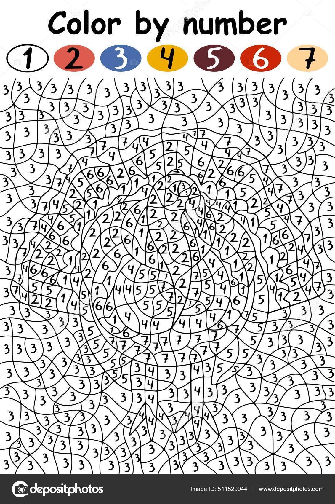 손으로 칠면조 아이들 삽화를 페이지 추수감사절 유치원 학생들을 숫자가 재미있는 스톡 벡터 - ©Funfish.yandex.ru  511529944, image size:1131x1700