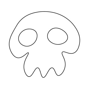 Beyaz vektör illüstrasyonunda elde çizilmiş siyah kafatası çizimi. Çocuklar için komik boyama sayfası Cadılar Bayramı Partisi yazdırılabilir boyama sayfası