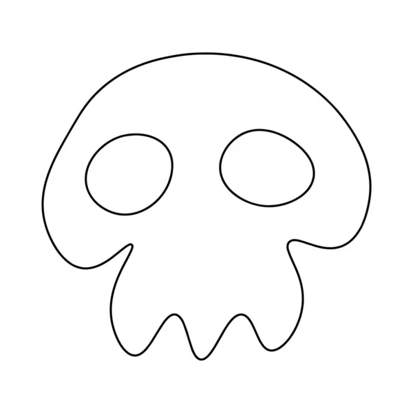 Crâne de dessin animé dessiné à la main contour noir isolé sur l'illustration vectorielle blanche. Coloriage drôle pour les enfants Halloween party coloriage imprimable — Image vectorielle