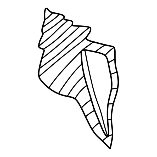 Concha Doodle Único Desenhado Mão Com Listras Ilustração Vetor Preto — Vetor de Stock