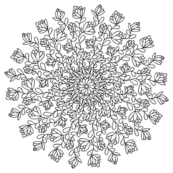 Pequeñas Flores Simples Mandala Para Colorear Página Para Adultos Stock — Archivo Imágenes Vectoriales