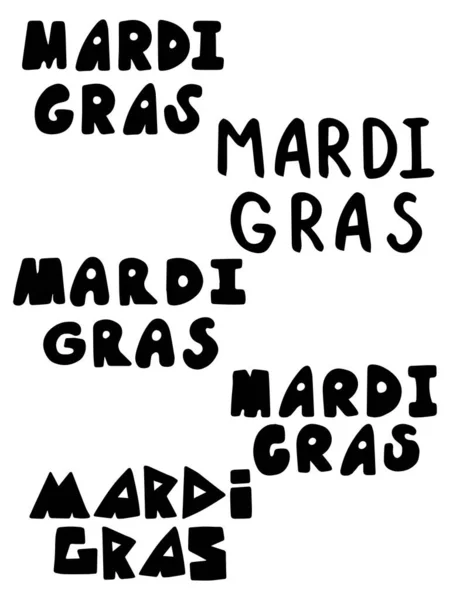 Boldog Mardi Gras Fesztivál Betűző Matricák Készlet Vektor Illusztráció Mardi — Stock Vector