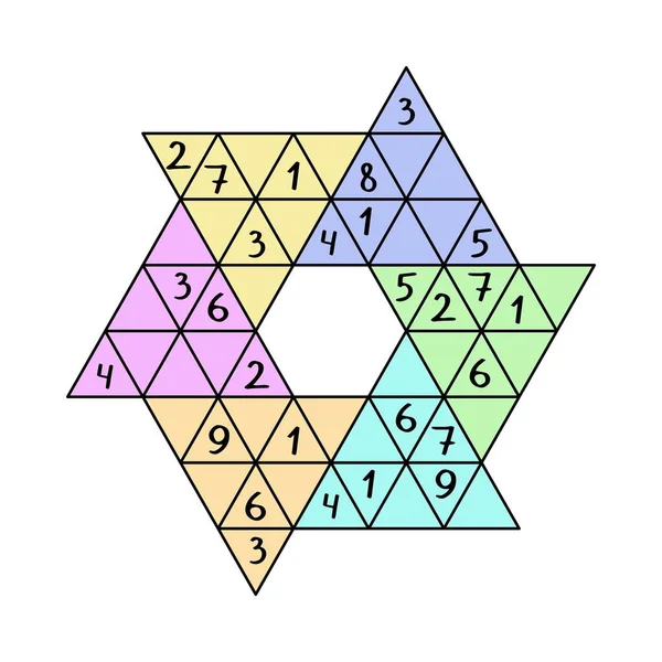 Jeu de sudoku étoile coloré pour écoliers illustration vectorielle — Image vectorielle