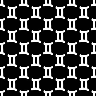 El çizimi zodyakal Gemini sembolleri pürüzsüz desen vektörü