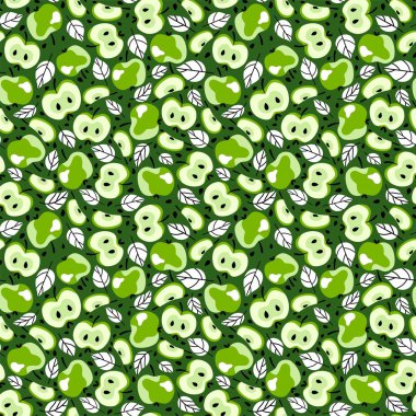 Yeşil elma vektörlü doğal, pürüzsüz desen