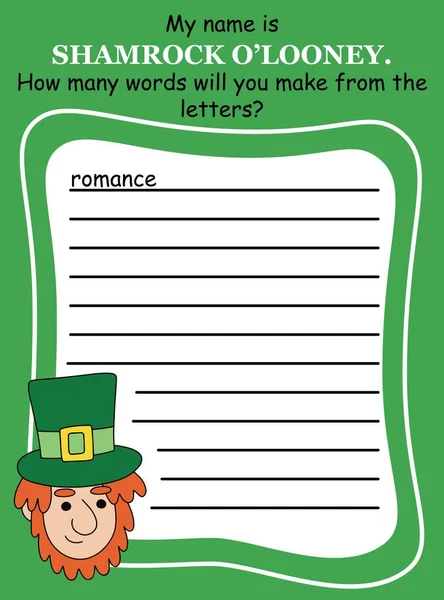 Patrick day anagram game with leprechh in English version illustration — стоковый вектор