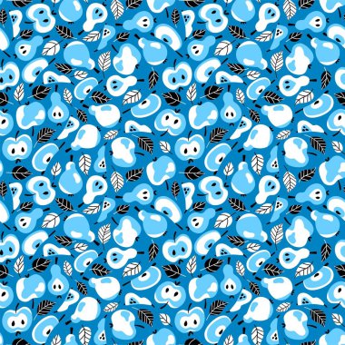 Sıra dışı meyve mavisi monokrom dikişsiz desen vektörü