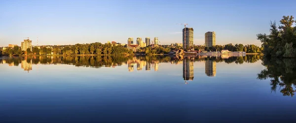 Dawn Floden Dnepr Soluppgång Dnipro Stad Ukraina — Stockfoto