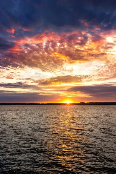 Manhã Cedo Dnieper Amanhecer Dnieper Nascer Sol Cidade Dnipro Ucrânia — Fotografia de Stock