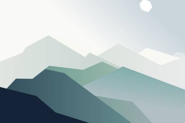 Minimalist soyut geometrik duvar kağıdı, sunum için arkaplan, manzara, dağlar 