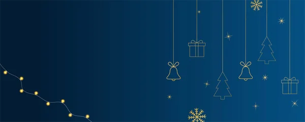 Vrolijk Kerstfeest Gelukkig Nieuwjaar Vector Banner Achtergrond Met Gouden Kersticoon — Stockvector