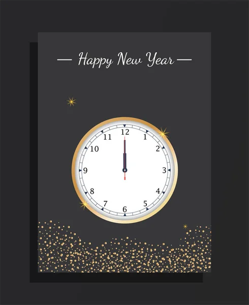 New Year 2022 Poster Clock Gold Gradient — 图库矢量图片