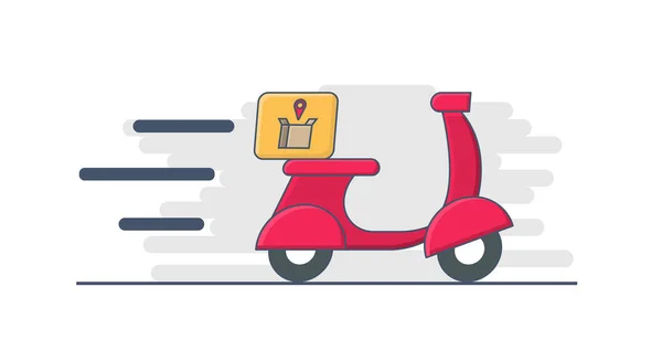 Icône Livraison Nourriture Scooter Service Livraison Rapide Sur Scooter Rouge — Image vectorielle