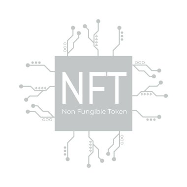 Beyaz arkaplandaki NFT karşılanamaz şifrelenebilir simgeler