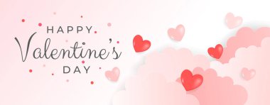 Valentines day background with Heart Shaped Balloons. Valentine's day sale banner template with 3D hearts with cloud. Vector illustration banners. Wallpaper flyers, invitation, posters, brochure