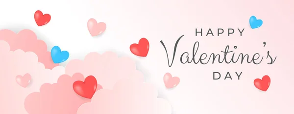 Valentines Day Background Heart Shaped Balloons Valentine Day Sale Banner — стоковый вектор