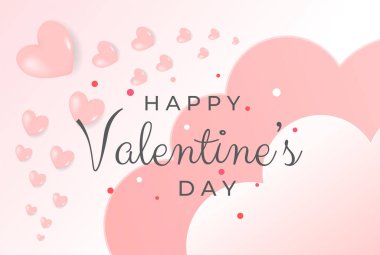 Happy Valentine's day backgound with cute realistic hearts. Day of love. Cover, banner, background for web
