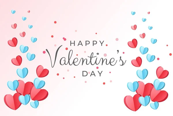 Щасливий День Святого Валентина Милими Паперовими Серцями День Кохання Обкладинка — стоковий вектор
