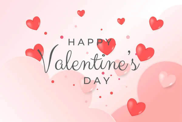 Happy Valentine Day Backgound Cute Realistic Hearts Day Love Cover — Vettoriale Stock