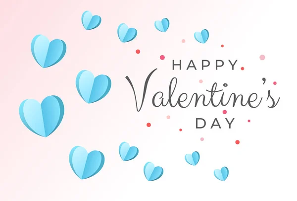 Happy Valentine Day Backgound Cute Blue Paper Hearts Day Love — Vettoriale Stock