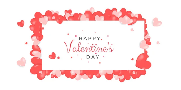 Valentine Day Concept Frame Vector Illustration Red Pink Blue Paper — Vettoriale Stock