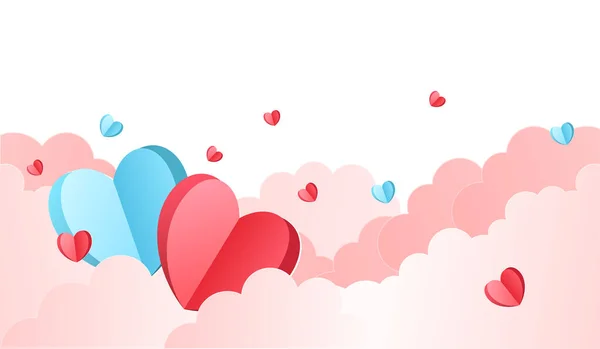 Valentines Day Background Design Heart Stickers Scattered Papers Heart White — Stockvektor