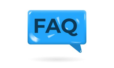 Modern tarzda 3D faq simgesi. Beyaz arkaplanda sık sık bilgi sorusu