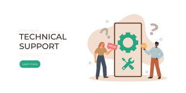 Teknik olarak üstün bir kavram. Kadın ve erkek telefonun başında dikiliyorlar. Web sayfası için indirme sayfası