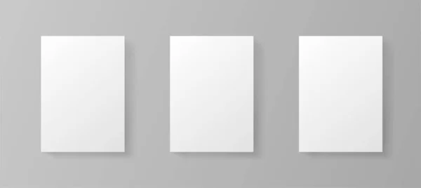 Prázdné Papírové Listy Plátno Nástěnné Displeje Izolované Šedém Pozadí Plakáty — Stockový vektor